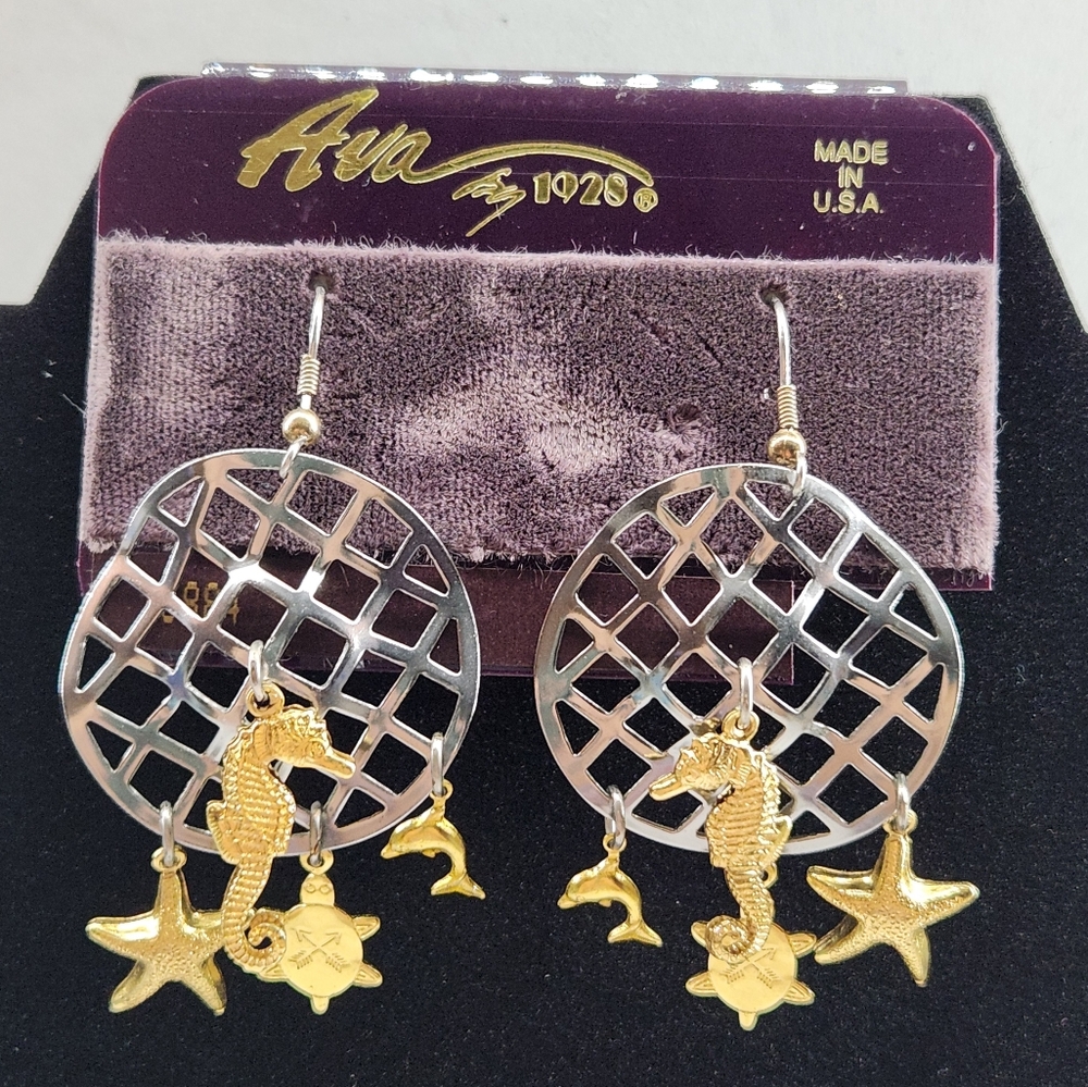 VTG "Ava- 1928" Silver & Gold-tone Sea Themed Earthing